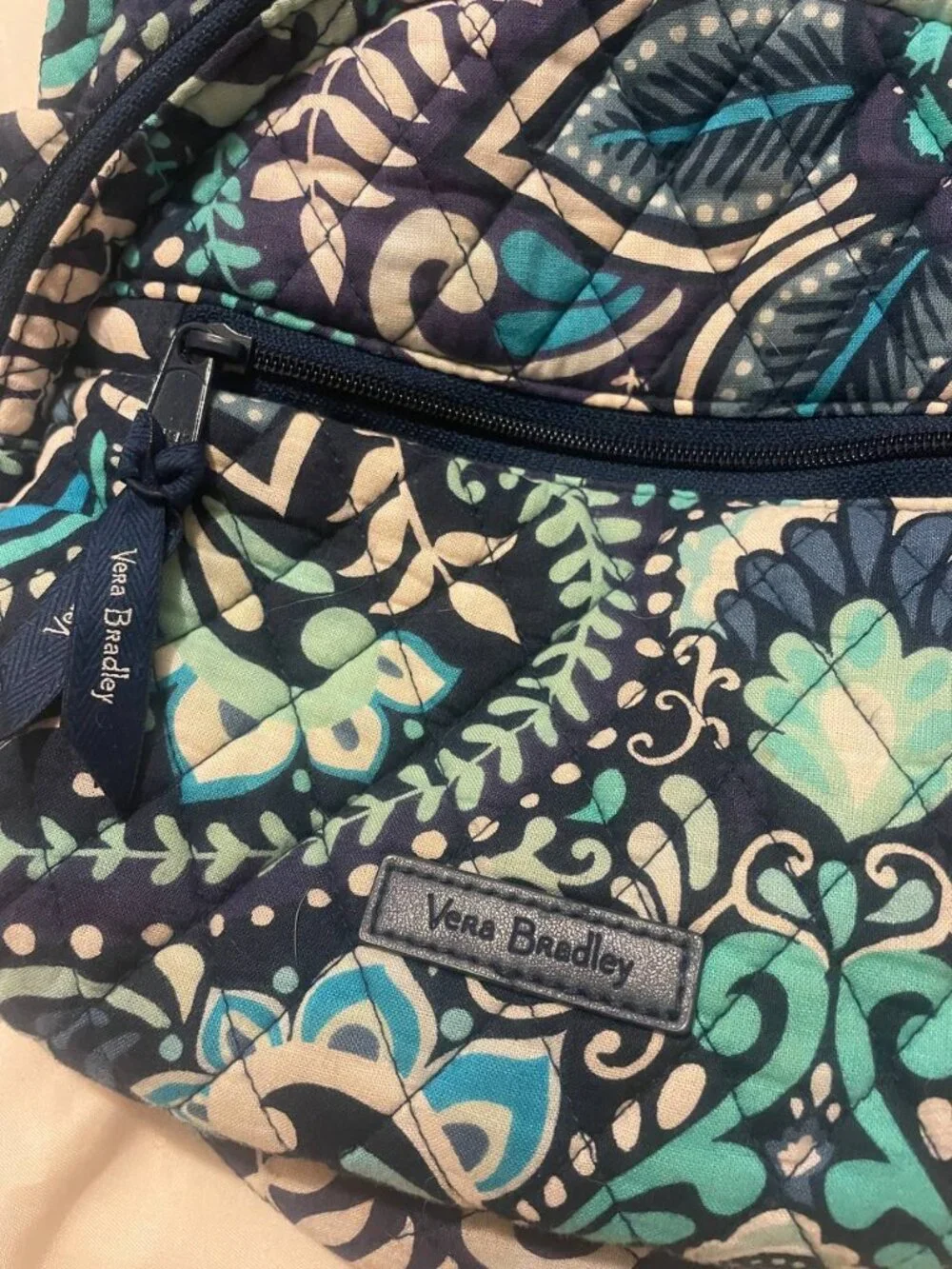 Vera Bradley Mini Backpack - Boho Quilted Floral Navy & Teal Adventure Bag